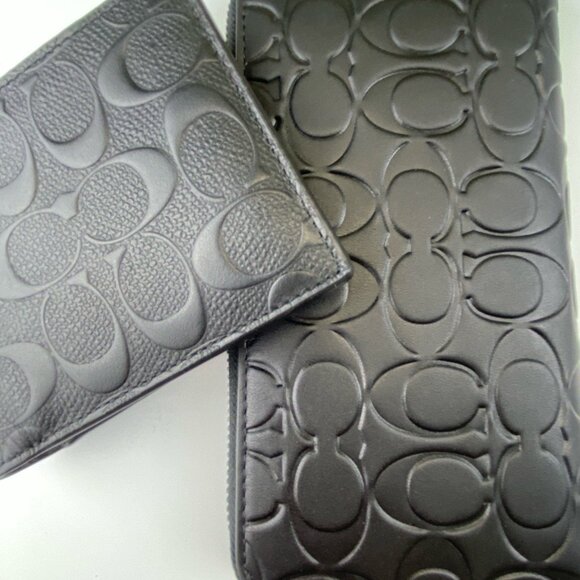 Coach CE551 Emboss Leather Wallet + CR957 Men's Signature Leather Bifold Wallet - Picture 10 of 10
